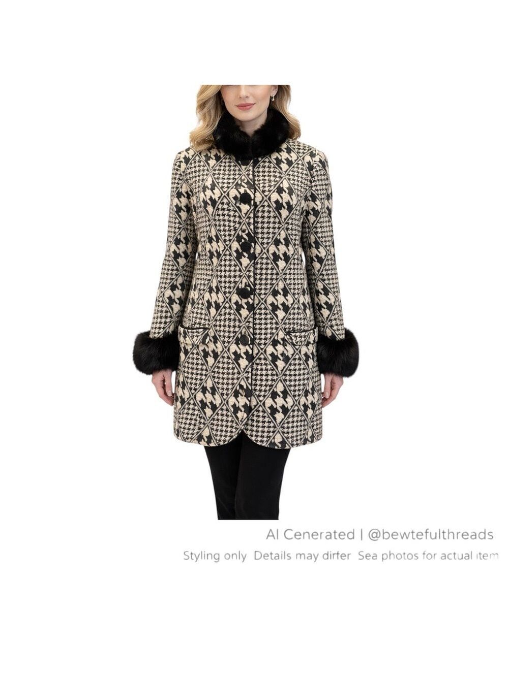 Lio Lo Italy Alpaca Wool Knit Coat Rabbit Fur Trim M/L